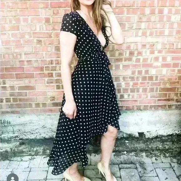 NWOT Betsy Johnson Wrap Polka Dot Dress - Picture 2 of 4